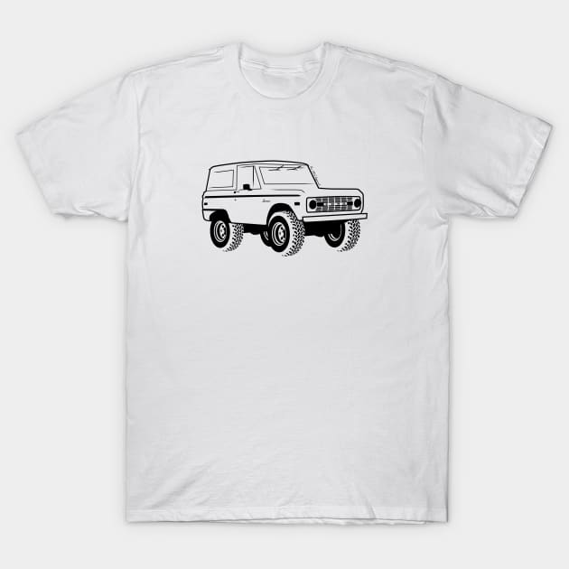 1966-1977 Ford Bronco Black Print T-Shirt by The OBS Apparel